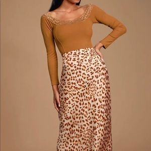 Better Days Camel Lace Ribbed Off-the-Shoulder Top
